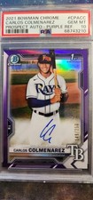 2021 Bowman Chrome Prospect Carlos Colmenarez Auto-Purple PSA 10