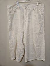 Vintage Y2K Coogi Baggy Linen Jorts Off-White Embroidered Long Shorts Size W40