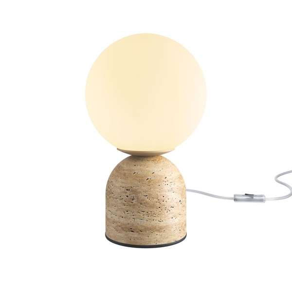 Nachttisch Leuchte Stein Beige Glas Schlafzimmer 25 Cm G9 Tischlampe Wohnzimmer-image