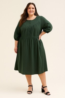 Terra Sky Womens 4X Dress Peasant Milkmaid Puff Sleeve Tiered Pocket Olive Green | eBay Terra Sky Womens 4X Dress Peasant Milkmaid Puff Sleeve Tiered Pocket Olive Green | eBay