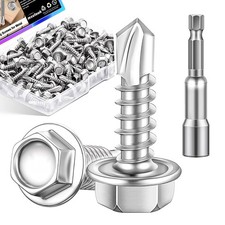 mxuteuk 8 1/2" Self Tapping Screws,410 Stainless Steel SV 8 1/2", Silver