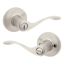 Kwikset Balboa Keyed Entry Lever Door Knob with SmartKey Security, Satin Nickel,