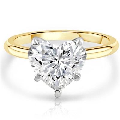 3,06 kt Gold zertifizierter im Labor gezüchteter Herz Solitär Diamant Verlobungsring (G/SI1)
