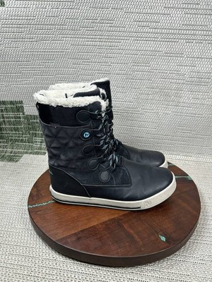 Merrell Boots Boys Size 7 M Heidi Black Leather Faux Fur Waterproof Winter Snow