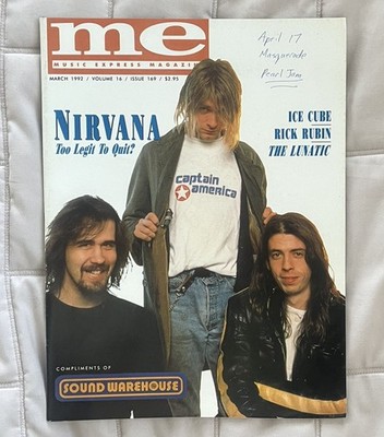 Music Express Magazine March 1992 Nirvana Cover Ice Cube, Rick Ruben Rare