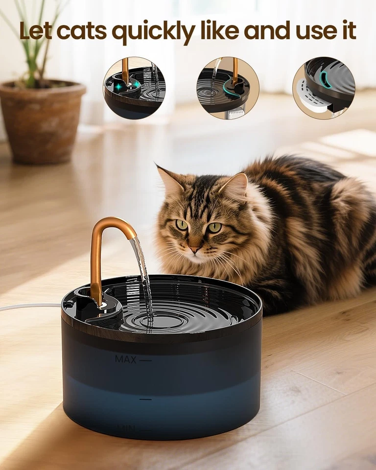 Fuente de agua automática para gatos 71 oz/2,1 L fuente para gatos mascota perro fuente de agua Foto 3 de 4