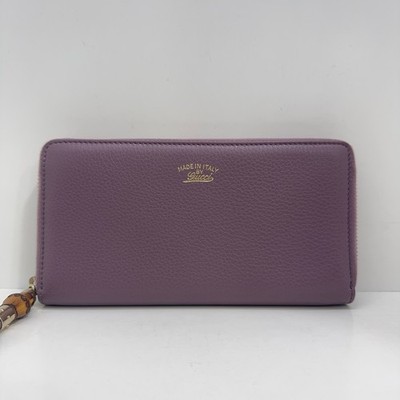 Gucci Light Purple Bamboo Limited Zip Long Wallet Clutch For Women