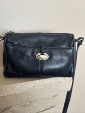 Etienne Aigner Black Leather CrossbodyHandbag Gold Accent Hardware Nicely Worn