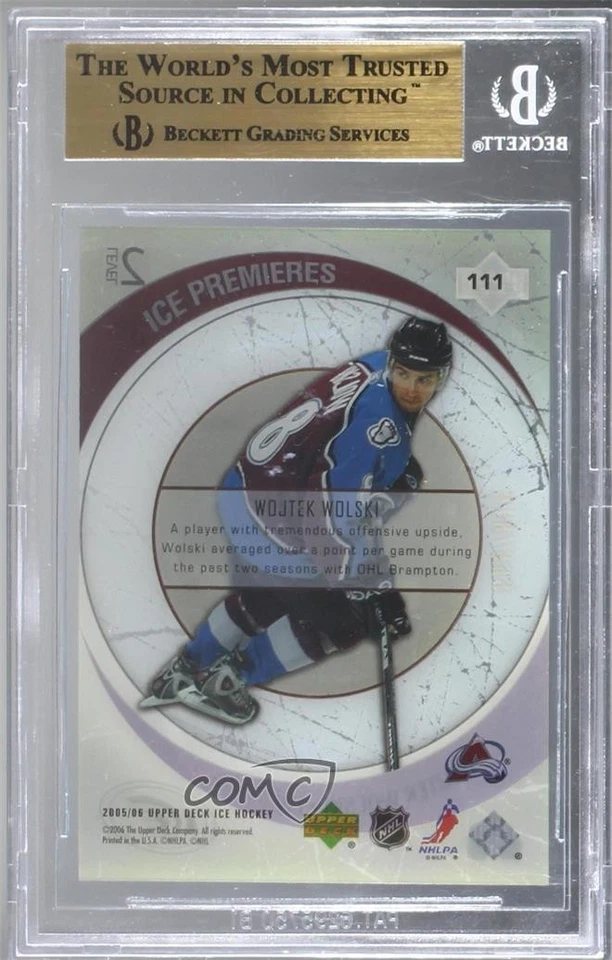 2005 Upper Deck Ice Premieres /999 Wojtek Wolski #111 BGS 9.5 GEM ESTADO PERFEITO Rookie RC - Imagem 2 de 2