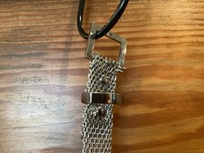 Vintage Metallic Mesh Belt Silver Buckle Detail Adjustable Grommets 30-34