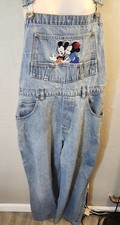 VTG Mickey Mouse Unlimited 90  s Denim Bib Overalls Women's Large Jerry Leigh T 