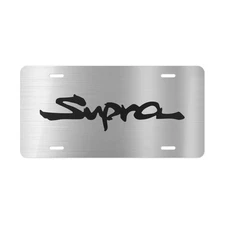 Toyota Supra Car Front License Plate Tag Vanity Style – Printed Silver Look