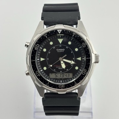 Vintage Casio AMW-320R Arnie Style Analog-Digital Black Dial 45mm 100M Watch