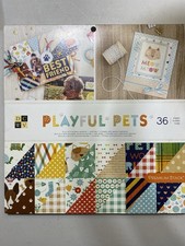 DCWV Playful Pets 12x12 Cardstock Paper Stack 36 Sheets Double Sided New