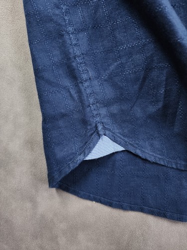 Tommy Bahama Hemd Herren XL marine kariert 100% Leinen Langarm Knopfleiste klassisch - Bild 7 von 12