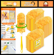30 Pack Heavy Duty Disposable Duster Refills with Handle for Furniture Ceiling