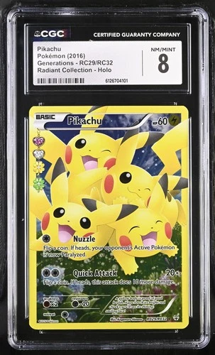 CGC 8 Pikachu 2016 Generations RC29/RC32 Radiant Collection Pokemon Card