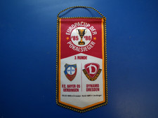 DDR Fußball Wimpel Dynamo Dresden FC Bayer 05 Uerdingen EC CUP 1985/86 3. Runde