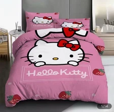 Hello Kitty Bedding Set Sanrio Kawaii New Twin Sheet Duvet cover  Pillowcases