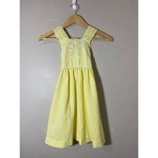 Ruth of Carolina Vintage Easter Dress Girls Yellow Eyelet Lace Bow Back 6X