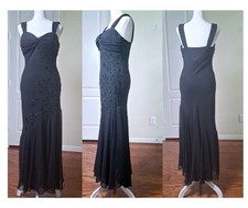 Vintage Beaded Fairy Goth Slip Dress Black 8 Babydoll Prom Formal Evening Gown