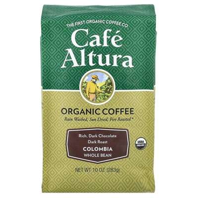 Organic Coffee, Colombia, Whole Bean, Dark Roast, 10 oz (283 g)