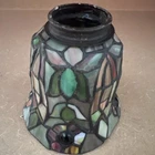 Vintage Tiffany Style Stained Glass Lamp Shade Floral Leaf Jeweled 2"Fitter 5.5”