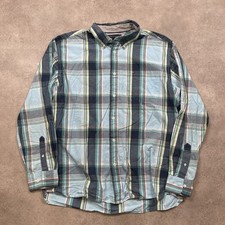 Tommy Hilfiger Shirt Mens XL Plaid Checkered Long Sleeve Button Down Blue