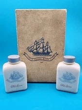 (2) VTG 50s Milk Glass Old Spice Talcum For Men Travel Size And  Original Box