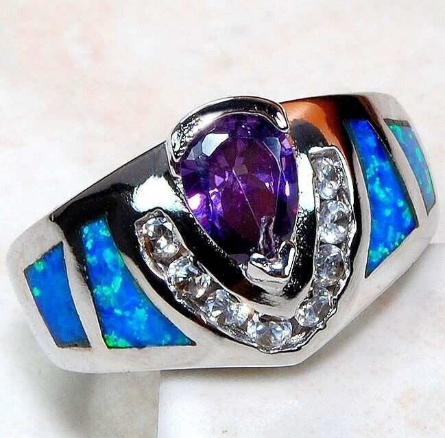 1CT Amethyst 925 Solid Genuine Sterling Silver Ring Sz 7 GA3-5