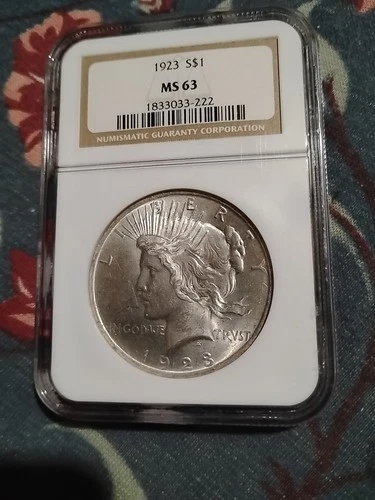 1923 PEACE DOLLAR Ngc MS-63  CERTIFIED SLAB - $1