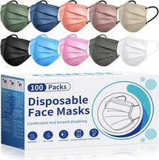 100 Pack Disposable Face Masks Individually Wrapped 4 Ply Protection