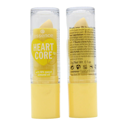 2x essence Heart Core Fruity Lip Balm 04 LUCKY LEMON mit Mandelöl 2x 3g - NEU
