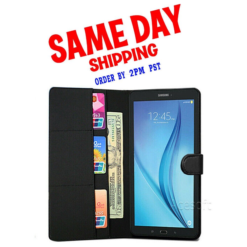 Slim PU Leather Wallet Flip Case for Verizon Samsung Galaxy Tab E 8.0 SM-T378V  -image