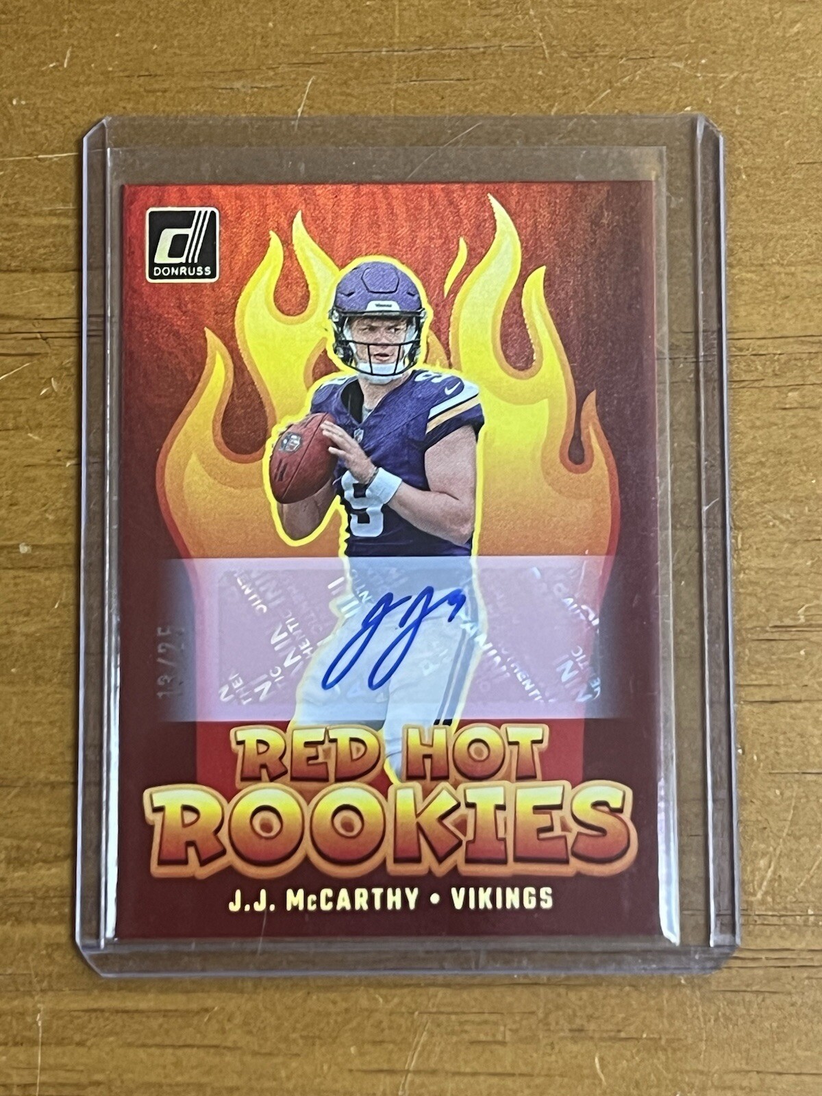 2024 Panini Donruss Red Hot Rookies JJ McCarthy Auto 13/25 No. RHR-JJM
