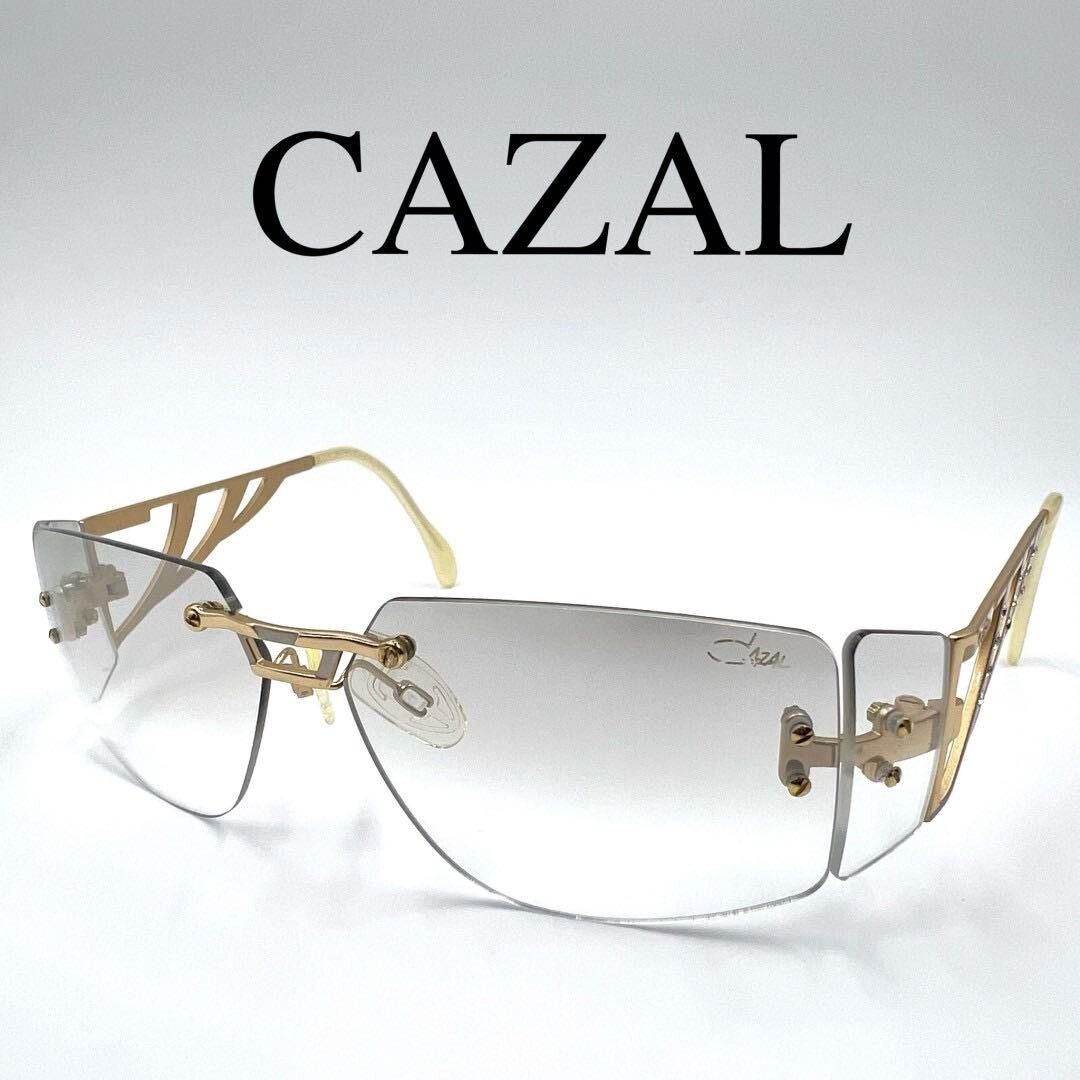 極美品 カザール CAZAL サングラス MOD.926 4枚レンズ CAZAL MOD 926 Rimless Sunglasses, Gold/Silver, Rhinestones, Case