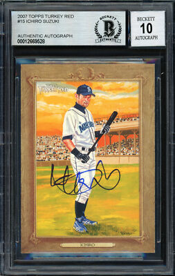 ICHIRO SUZUKI AUTOGRAPHED 2007 TOPPS TURKEY RED CARD GEM 10 AUTO 
