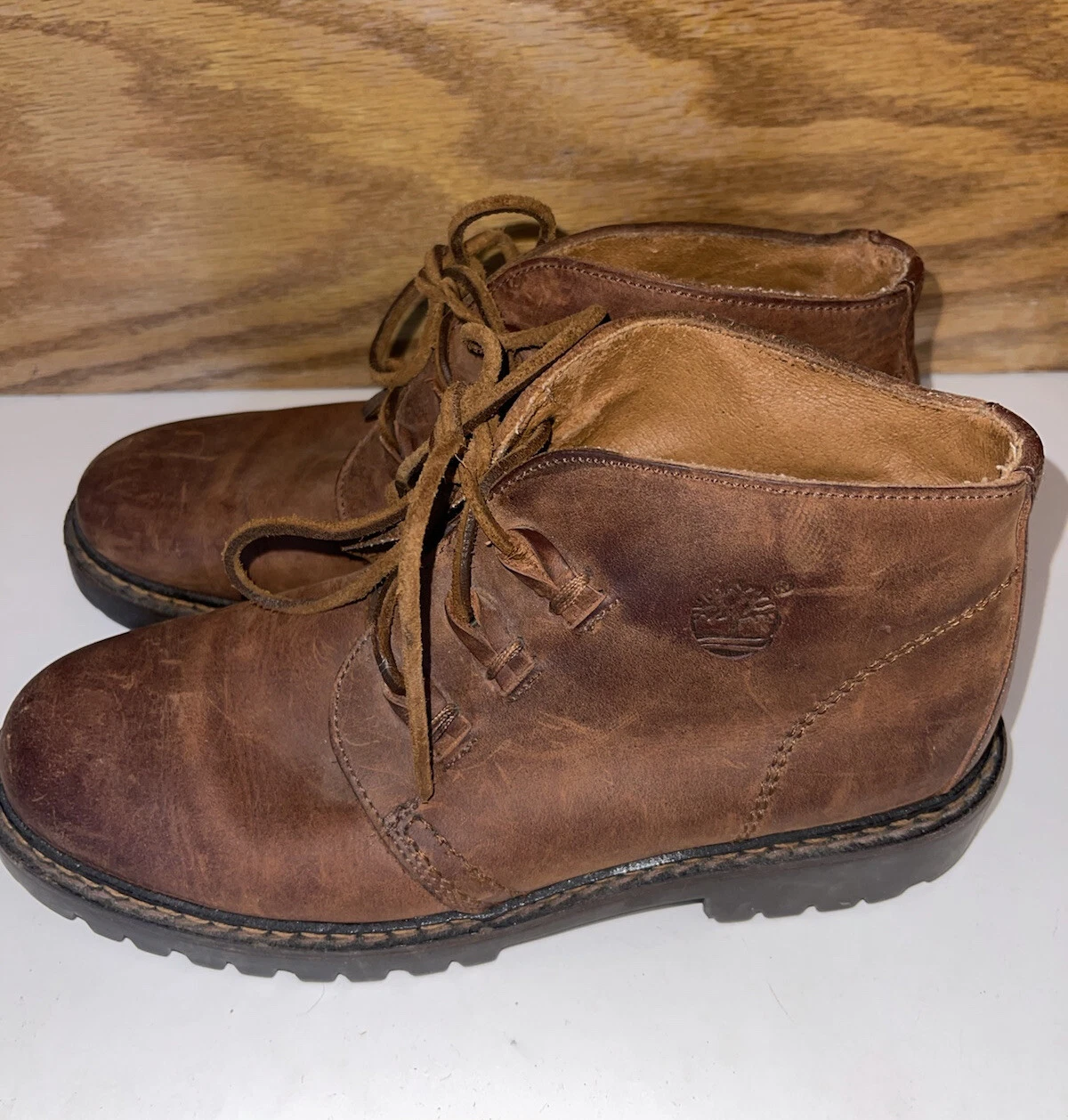 Stivali da donna vintage Timberland Helena in pelle marrone Made in Italy taglia US 7 5