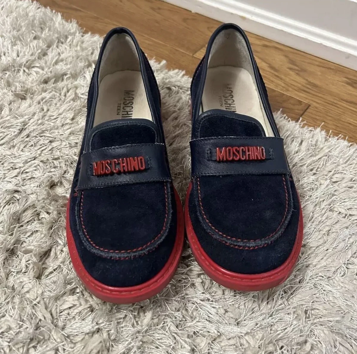 MOSCHINO ?? MEN\'S RED SOFT SUEDE COMFORT FLATS SUMMER LOAFERS Men main image 3