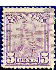 CANADA SC#153 KING GEORGE V SCROLL 1929 5¢ VIOLET USED GOOD 31 (396V25)