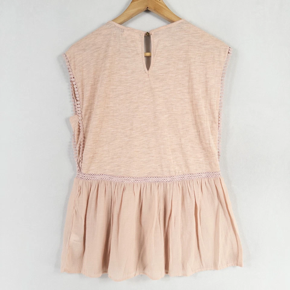 Блузка женская Knox Rose Top размер XS светло-розовая кружевная отделка без рукавов богемная кокетка - Изображение 3 из 4