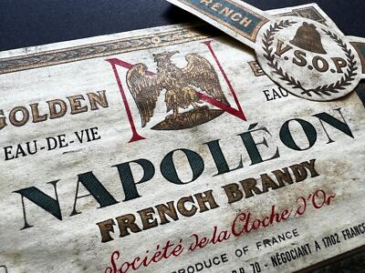 NAPOLEON FRENCH BRANDY GOLDEN BELL VSOP 1960 EAGLE ORIGINAL OLD LABEL VINTAGE