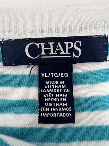 Chaps Women’s Teal/White Striped Cap Sleeve Blouse - Picture 6 of 9