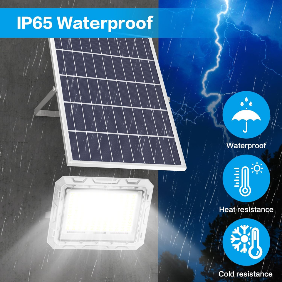 2 Pack 600W LED Solar Flood Lights, 30000 Lumens Solar Street Lights