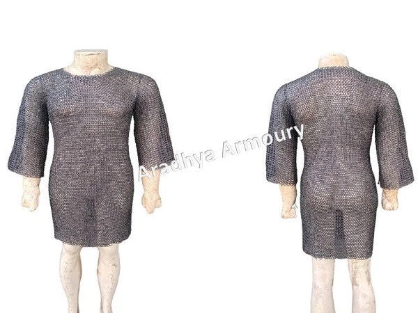 Camisa/lista para combate de cota de malla remachada redonda anillo plano de acero inoxidable de 9 mm Foto 2 de 4