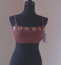 GIBSON LATIMER NWT BIKINI TOP BROWN WITH GAGES SIZE M