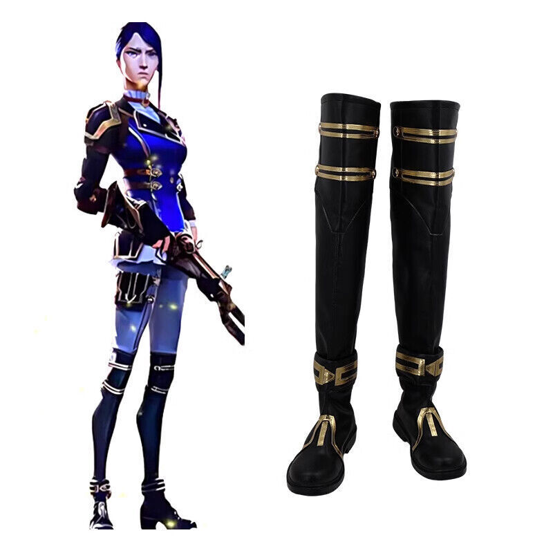 LOL League of Legends Caitlyn Kiramman Botas Largas PU Juegos con disfraces Cremallera Zapatos Planos