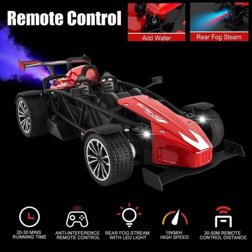 2.4Ghz RC Cars Remote Control Car Kids w/ LED Rear Fog Steam Christmas Gifts US - Afbeelding 1 van 14