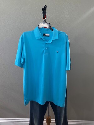 Callaway Golf Bright Sky Blue Poly POLO SHIRT Large L 