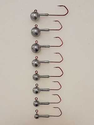 3er Jigkopf mit Bleiwulst und VMC 5150 Haken, Raubfisch-Jig, Rundkopf, Jighaken